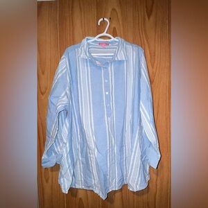 Button-Up Shirt Blue and White Striped